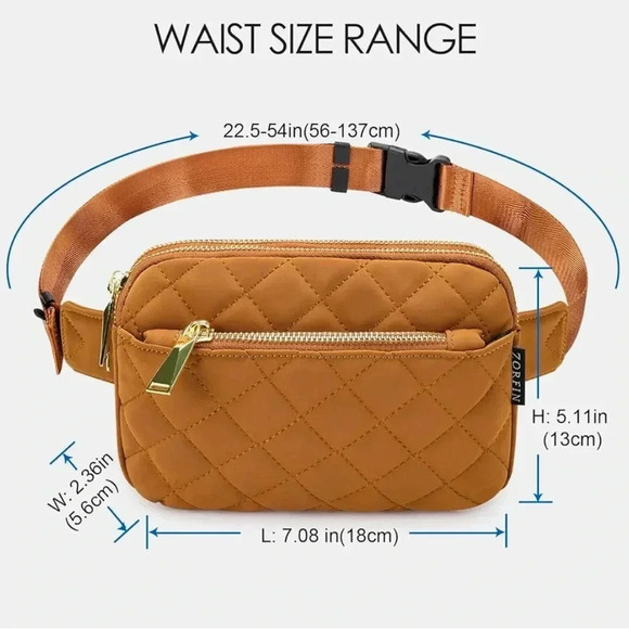 ZORFIN WOMENS BELT/CROSSBODY BAG IN QUILTED BROWN - Picture 3 of 16